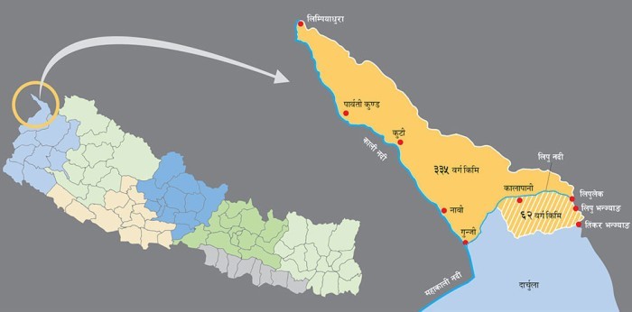 सरकारद्वारा नेपालको लिम्पियाधुरासहितको नयाँ नक्सा जारी